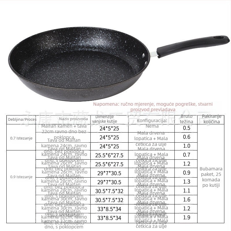 CYJ-JG-006 Tiganj s Maifan kamenom, neprijanjajući, s višeslojnom dnom, pogodan za indukciju i plinsku ploču