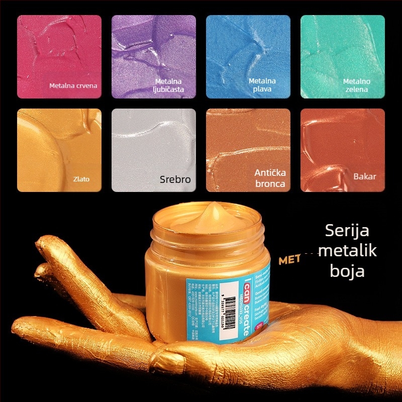 Monde metalno fluorescirajuća akrilna boja – 100 ml, vodootporna, netoksična, jedna bočica, za ručno slikanje zidova i DIY projekti