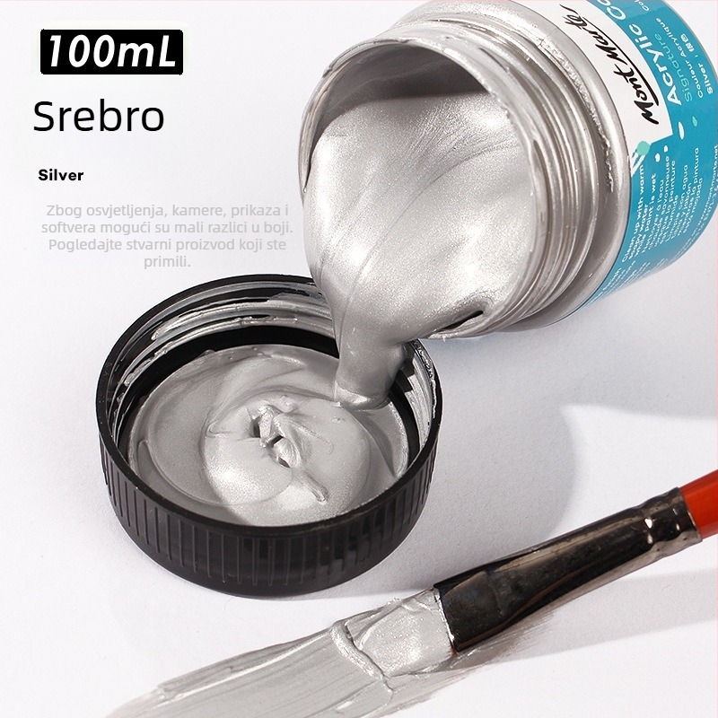 Monde metalno fluorescirajuća akrilna boja – 100 ml, vodootporna, netoksična, jedna bočica, za ručno slikanje zidova i DIY projekti