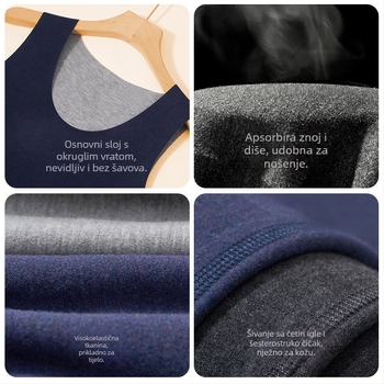 Muška termo vest, dvostruki sloj, s flisom, okrugli ovratnik, oblikuje tijelo, zadržava toplinu