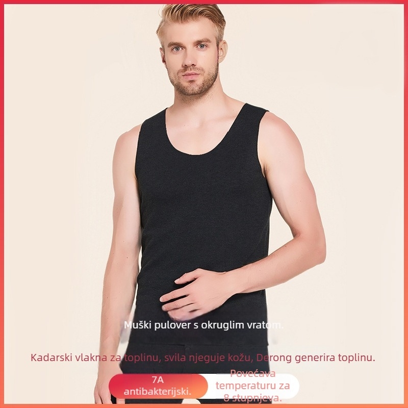 Muška termo vest, dvostruki sloj, s flisom, okrugli ovratnik, oblikuje tijelo, zadržava toplinu