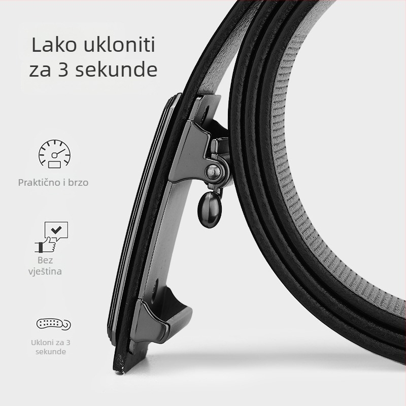 Muški kožni pojas za poslovni stil s automatskom kopčom, prvi sloj teleće kože, širina 2–4 cm, kopča: legura