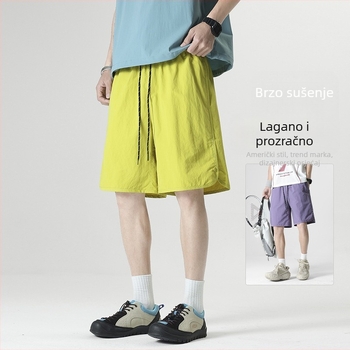 Seegave muške šorts u američkom stilu, 100% najlon, ravni kroj, studentski stil, ljeto 2025