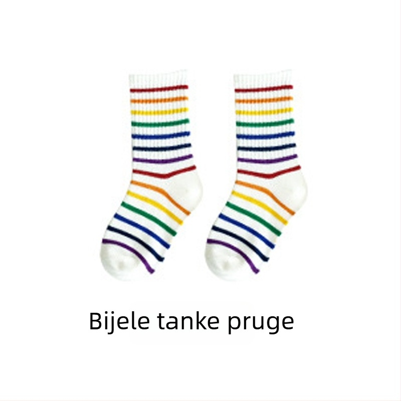 Dječje čarape | Prućasti uzorak, srednje dužine, prozračne pamuk, srednja debljina, 80% pamuk, unisex, za proljeće–jesen–zimu, uzrast 3–8 godina