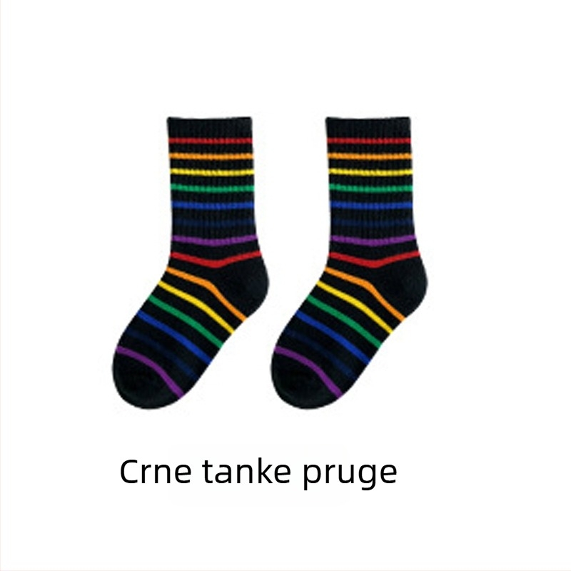 Dječje čarape | Prućasti uzorak, srednje dužine, prozračne pamuk, srednja debljina, 80% pamuk, unisex, za proljeće–jesen–zimu, uzrast 3–8 godina