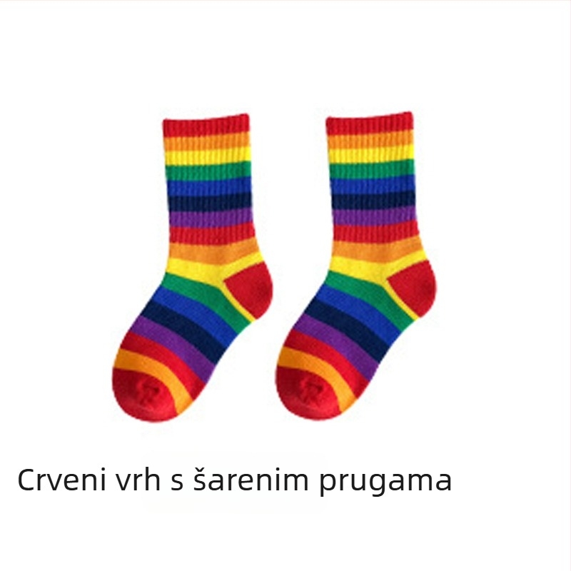 Dječje čarape | Prućasti uzorak, srednje dužine, prozračne pamuk, srednja debljina, 80% pamuk, unisex, za proljeće–jesen–zimu, uzrast 3–8 godina