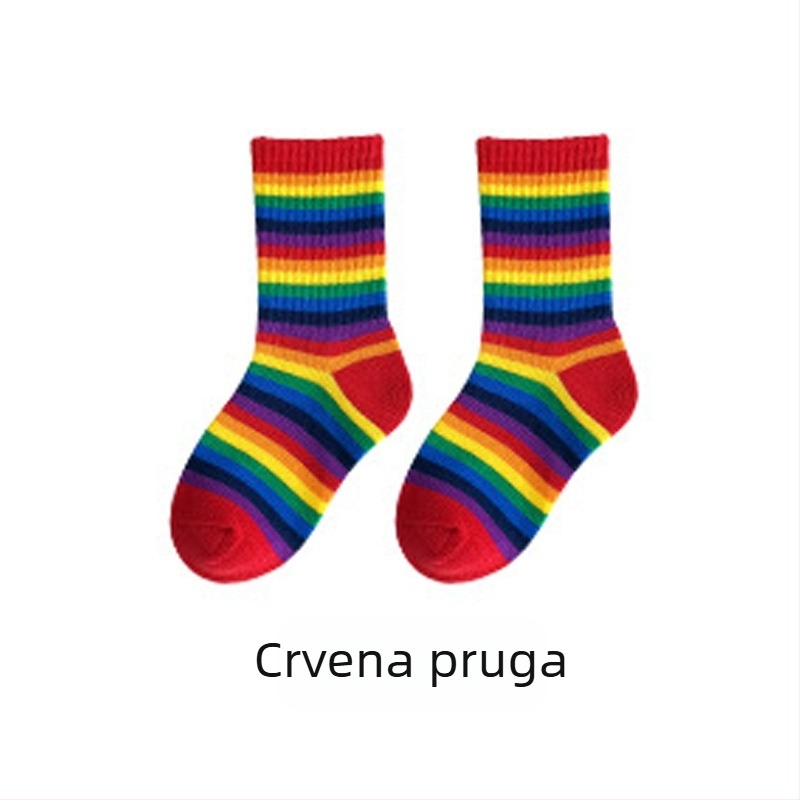 Dječje čarape | Prućasti uzorak, srednje dužine, prozračne pamuk, srednja debljina, 80% pamuk, unisex, za proljeće–jesen–zimu, uzrast 3–8 godina