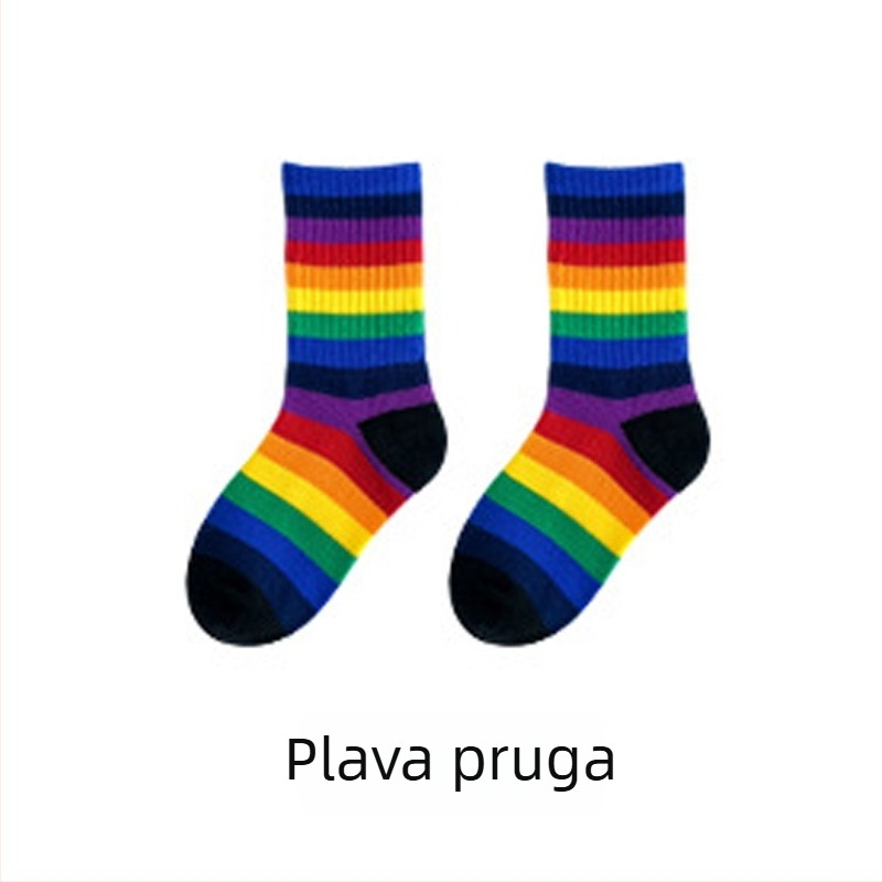 Dječje čarape | Prućasti uzorak, srednje dužine, prozračne pamuk, srednja debljina, 80% pamuk, unisex, za proljeće–jesen–zimu, uzrast 3–8 godina