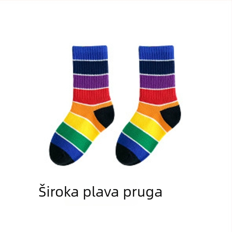Dječje čarape | Prućasti uzorak, srednje dužine, prozračne pamuk, srednja debljina, 80% pamuk, unisex, za proljeće–jesen–zimu, uzrast 3–8 godina