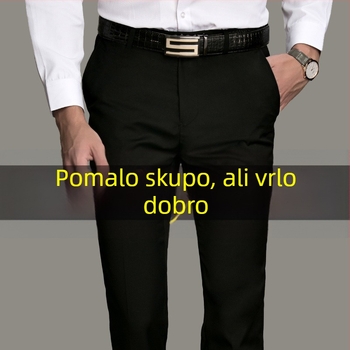 Muške hlače ravnog kroja — lagani poslovni stil, za posao, 40% poliester u smjesi kemijskih vlakana