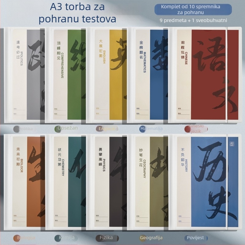 Plastični folder za organiziranje testnih radova s prozirnim umetcima, model Hc-652, 20 stranica, debljina 60, mogućnost prilagodbe