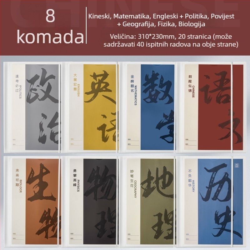 Plastični folder za organiziranje testnih radova s prozirnim umetcima, model Hc-652, 20 stranica, debljina 60, mogućnost prilagodbe