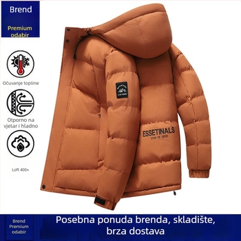 Muška jakna s kapuljom od pamuka, punjena pamukom, debela podstava, zip zatvarač, bočni džepovi