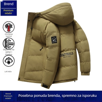 Muška jakna s kapuljom od pamuka, punjena pamukom, debela podstava, zip zatvarač, bočni džepovi