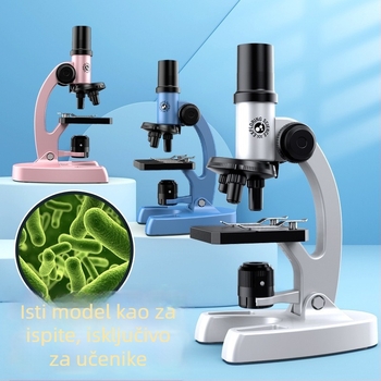 Stolni optički biološki mikroskop za djecu, 1200x povećanje, plastična igračka, uzrast 7–14, pakiranje: kartonska kutija