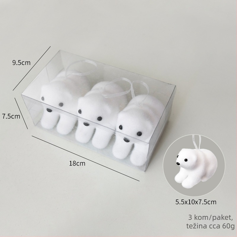 Božićni ukras za stablo s polarnim medvjedom, materijal mjehurić, brend Nuchi, crtani stil, moderni minimalizam, božićna dekoracija