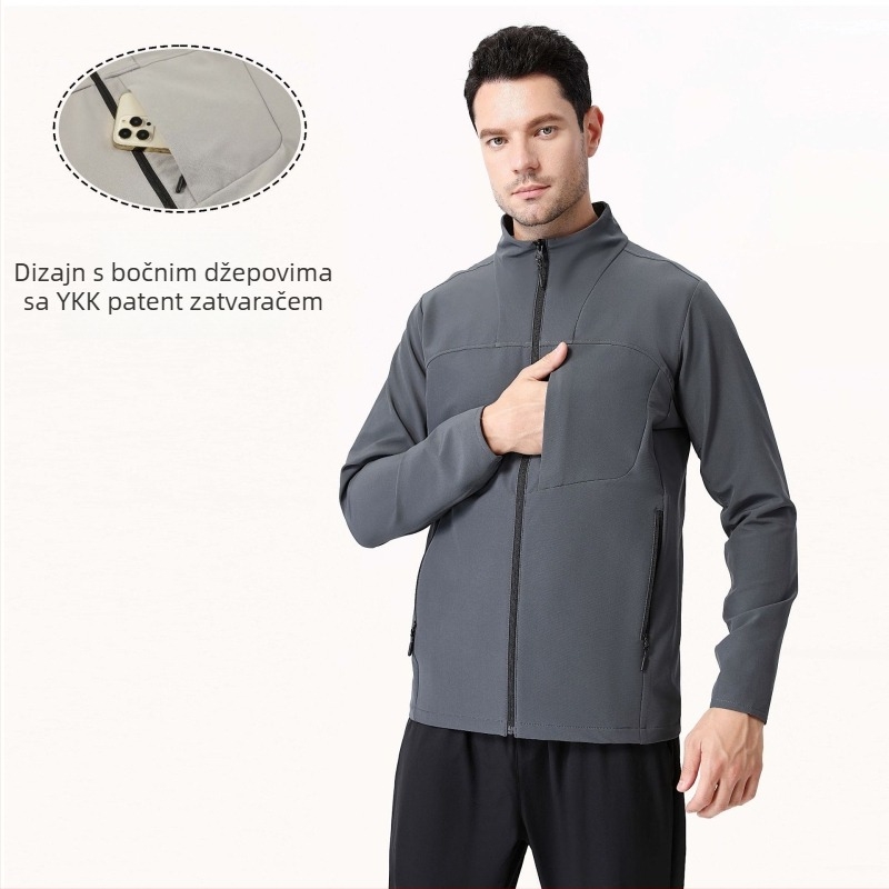 Muška soft shell jakna u stilu kardigana – prozračna, vodootporna, otporna na vjetar, otporna na habanje od poliestera