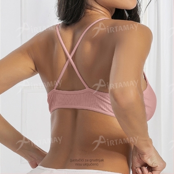Bežični pamukasti grudnjak za jogu s odvojivim prozračnim naramenicama i križnim stražnjim dijelom, 95% pamuk