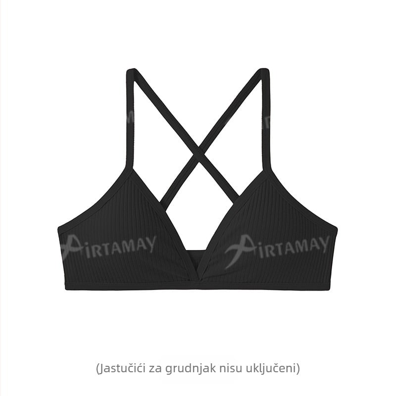 Bežični pamukasti grudnjak za jogu s odvojivim prozračnim naramenicama i križnim stražnjim dijelom, 95% pamuk