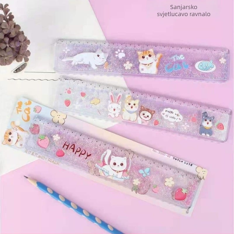 Plastično ravnalo, model 3000, 55 g, tisak logotipa, prilagodba