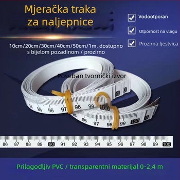 Samoljepljiva prozirna ravnala s centimetarskom skalom, vodootporna naljepnica
