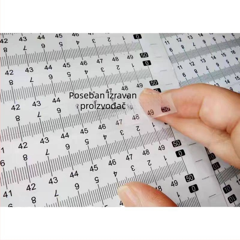 Samoljepljiva prozirna ravnala s centimetarskom skalom, vodootporna naljepnica
