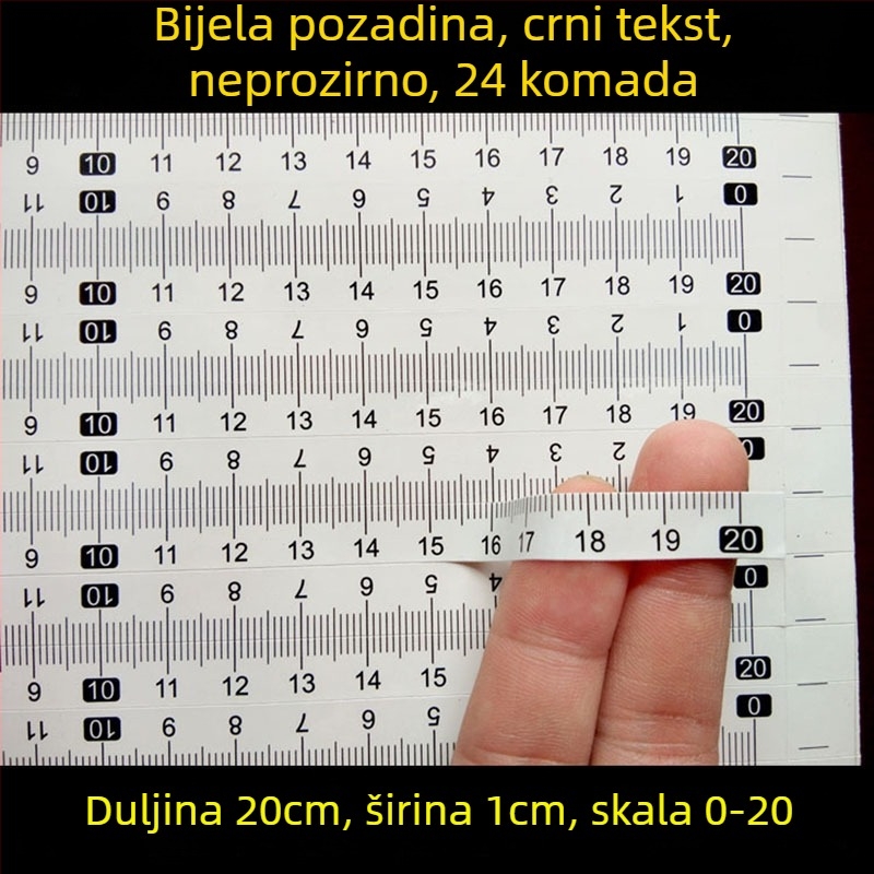 Samoljepljiva prozirna ravnala s centimetarskom skalom, vodootporna naljepnica