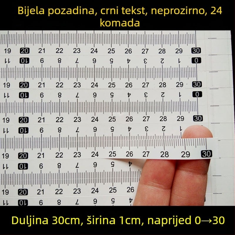 Samoljepljiva prozirna ravnala s centimetarskom skalom, vodootporna naljepnica