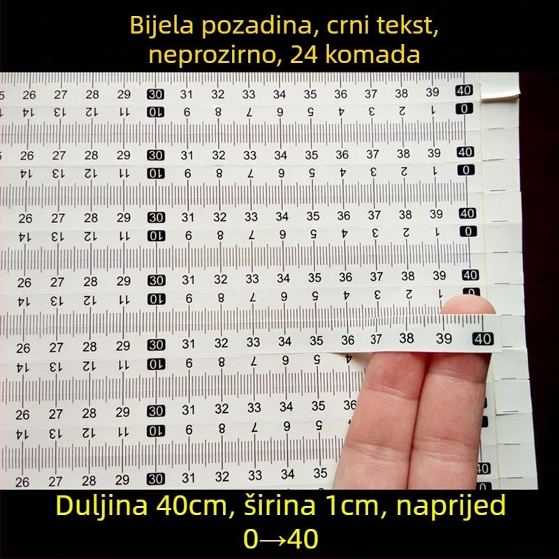 Samoljepljiva prozirna ravnala s centimetarskom skalom, vodootporna naljepnica