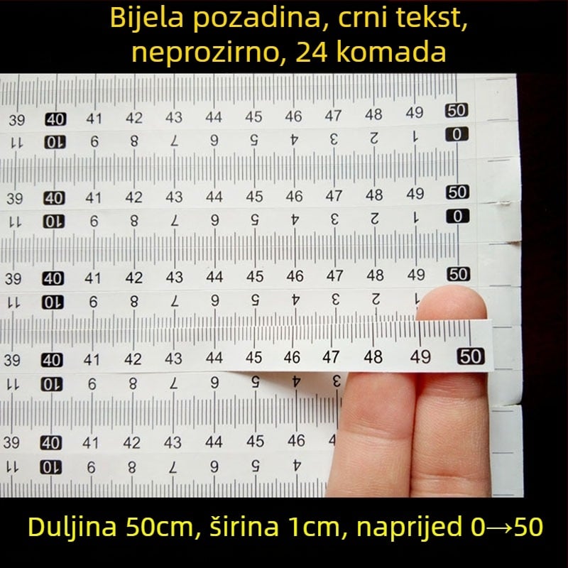 Samoljepljiva prozirna ravnala s centimetarskom skalom, vodootporna naljepnica