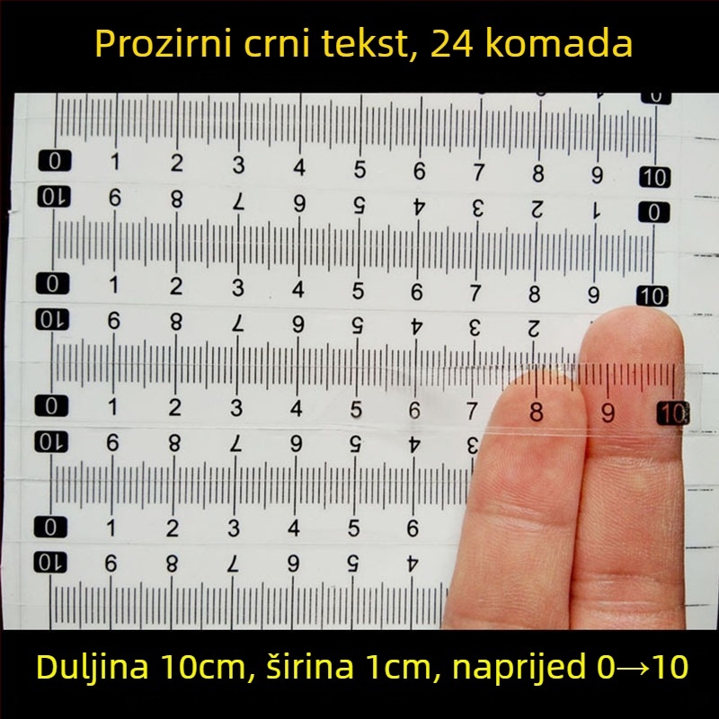 Samoljepljiva prozirna ravnala s centimetarskom skalom, vodootporna naljepnica
