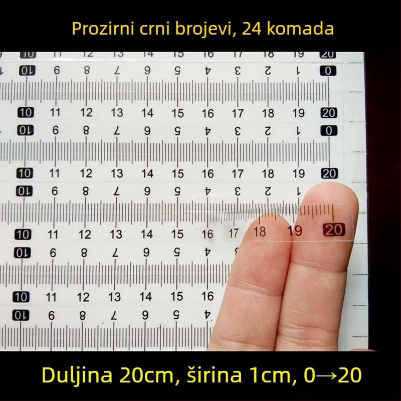 Samoljepljiva prozirna ravnala s centimetarskom skalom, vodootporna naljepnica