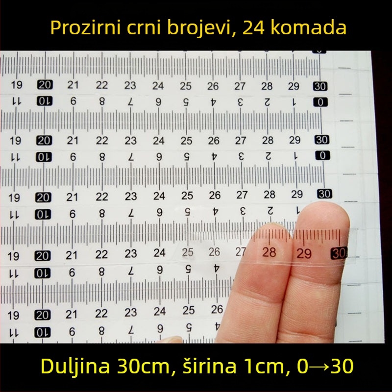 Samoljepljiva prozirna ravnala s centimetarskom skalom, vodootporna naljepnica