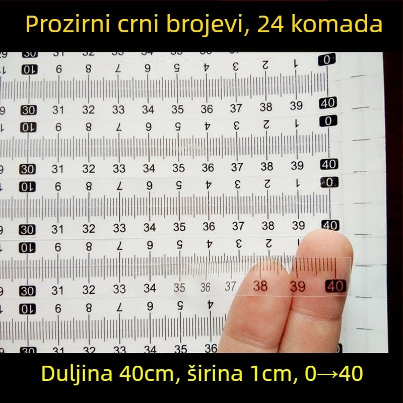 Samoljepljiva prozirna ravnala s centimetarskom skalom, vodootporna naljepnica