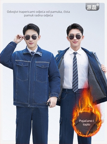 Zimska radna jakna od 100% pamuka, otporna na habanje i prljavštinu, s odvojivim fleece podšitkom, za zavarivače i radnike logistike