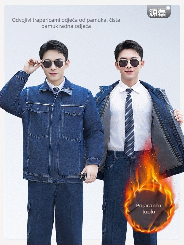 Zimska radna jakna od 100% pamuka, otporna na habanje i prljavštinu, s odvojivim fleece podšitkom, za zavarivače i radnike logistike