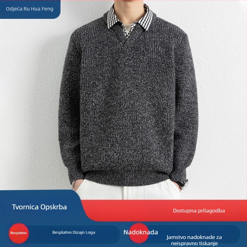 Muški pleteni džemper s kapuljom, slobodan kroj, dugi rukavi, akrilna smjesa, zimska odjeća