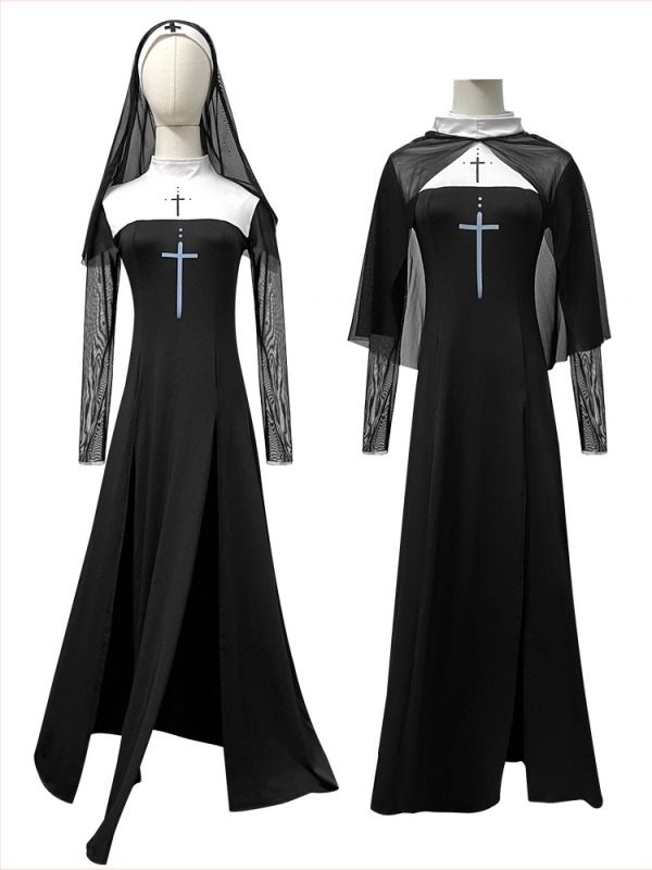Halloween seksi redovnica cosplay kostim za odrasle – za žene u dobi 18–24 godina, poliester, sadržaj 70–80%, jesen 2025