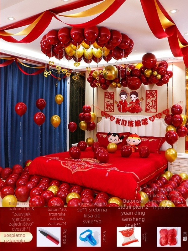 Set dekoracije svatbene sobe — netkani materijal; pakiranje karton; namijenjeno za vjenčanje; kategorija: Ostale svadbene potrepštine