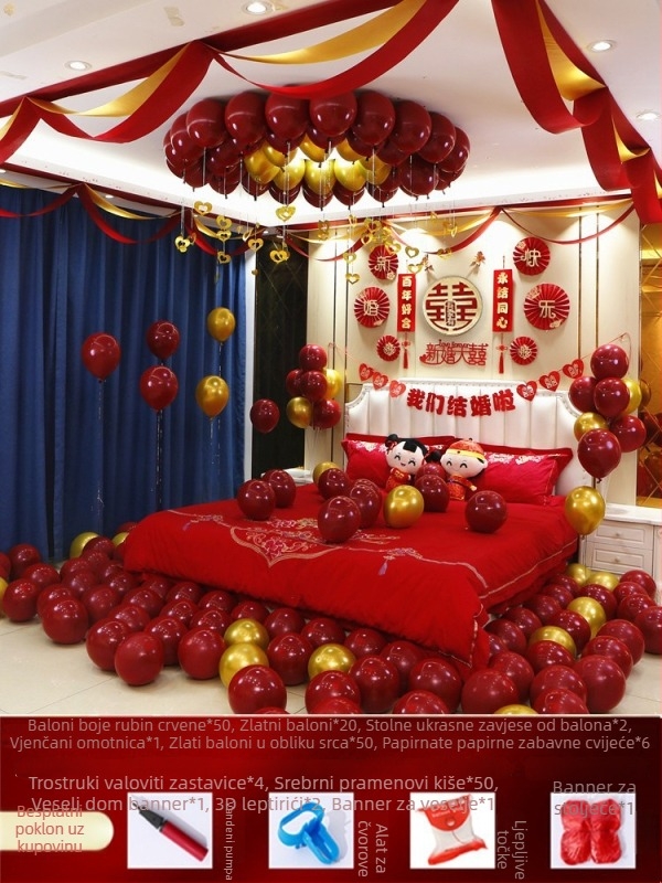 Set dekoracije svatbene sobe — netkani materijal; pakiranje karton; namijenjeno za vjenčanje; kategorija: Ostale svadbene potrepštine