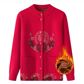 Cardigan od poliestera s fleecem, zimska 2024, dugi rukavi, standardna duljina (50–65 cm)