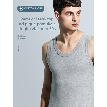 Muška I-krojena pamučna vest, 95–100% pamuk, okrugli izrez, ljeto 2024