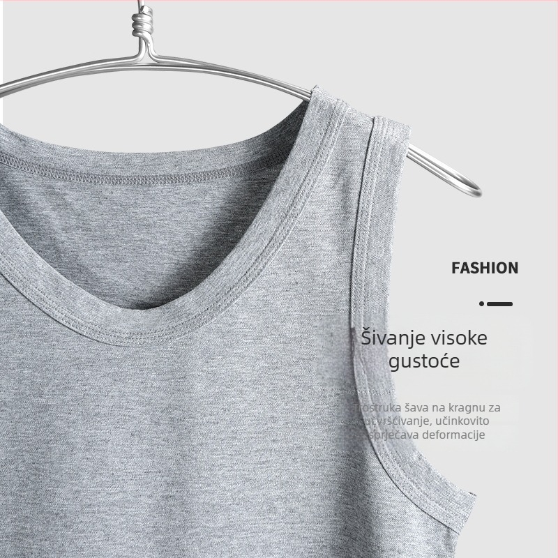 Muška I-krojena pamučna vest, 95–100% pamuk, okrugli izrez, ljeto 2024