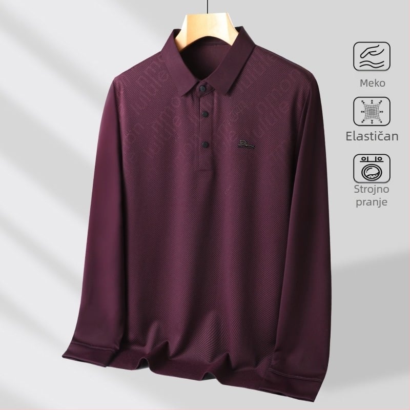 Muška polo majica s dugim rukavima, lagana tkanina, proljeće i jesen casual, s polo ovratnikom, za muškarce srednje dobi