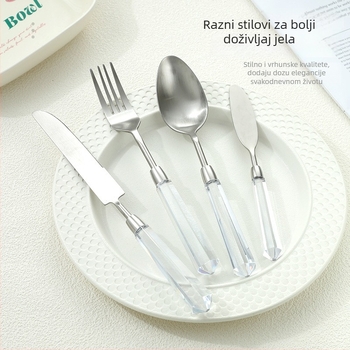 Dijamantna serija 304 nehrđajući čelik – zapadni set pribora: nož, vilica, žlica, nož za steak, žlica za desert