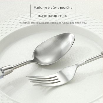 Dijamantna serija 304 nehrđajući čelik – zapadni set pribora: nož, vilica, žlica, nož za steak, žlica za desert