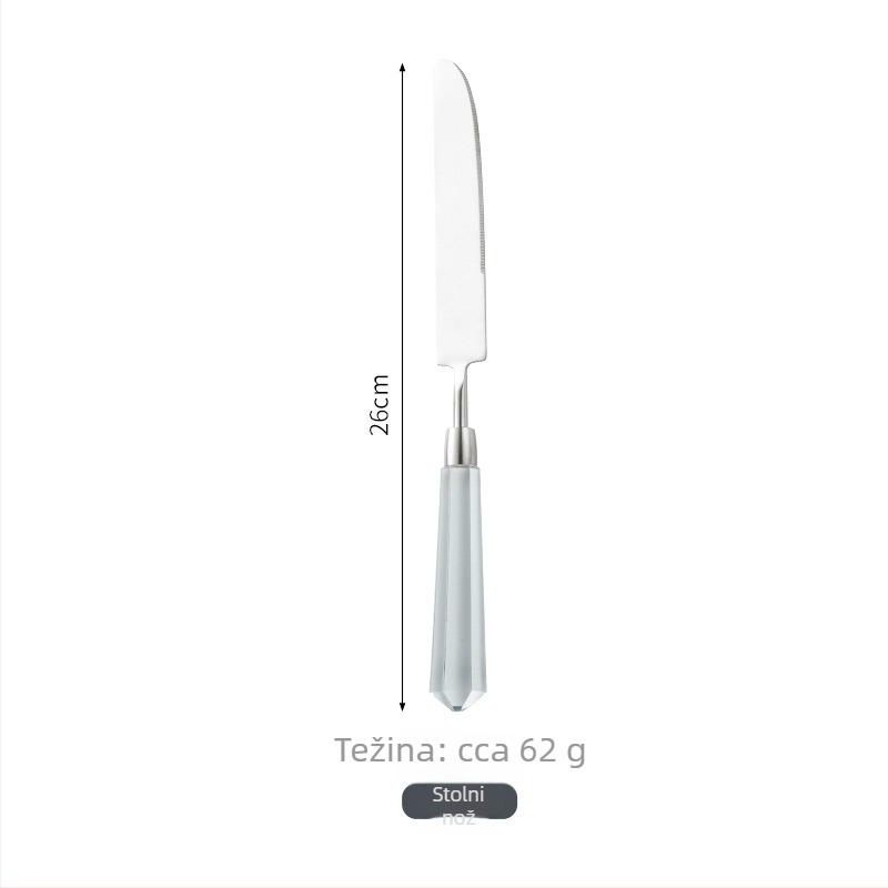 Dijamantna serija 304 nehrđajući čelik – zapadni set pribora: nož, vilica, žlica, nož za steak, žlica za desert