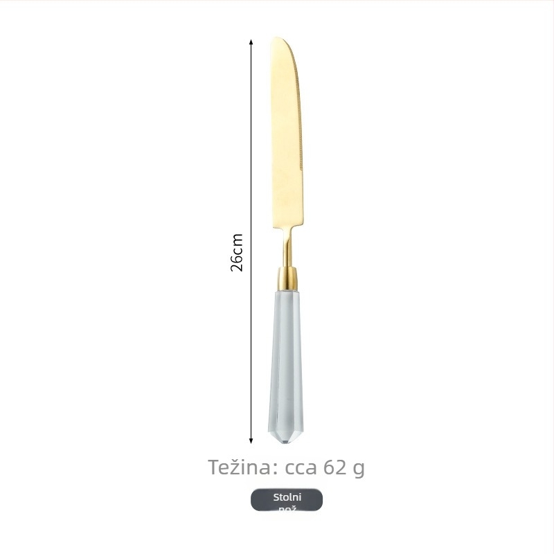 Dijamantna serija 304 nehrđajući čelik – zapadni set pribora: nož, vilica, žlica, nož za steak, žlica za desert