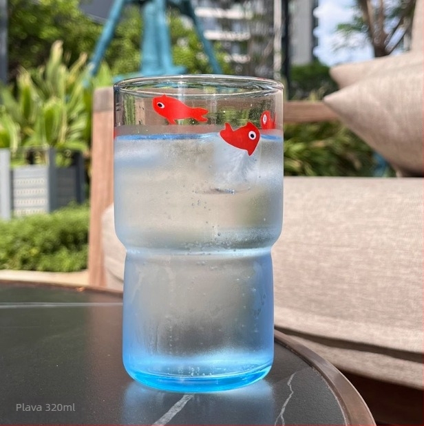 Kaljeno staklena čaša za vodu s karikaturalnim motivom, okrugla bez drške, otporna na toplinu, za čaj ili kavu, mogućnost prilagođavanja