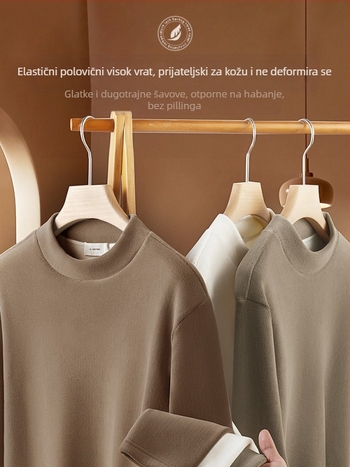 Muška debeli fleece majica s okruglim izrezom, dugi rukav, 270 g, poliester/spandeks smjesa 95,2%/4,8%